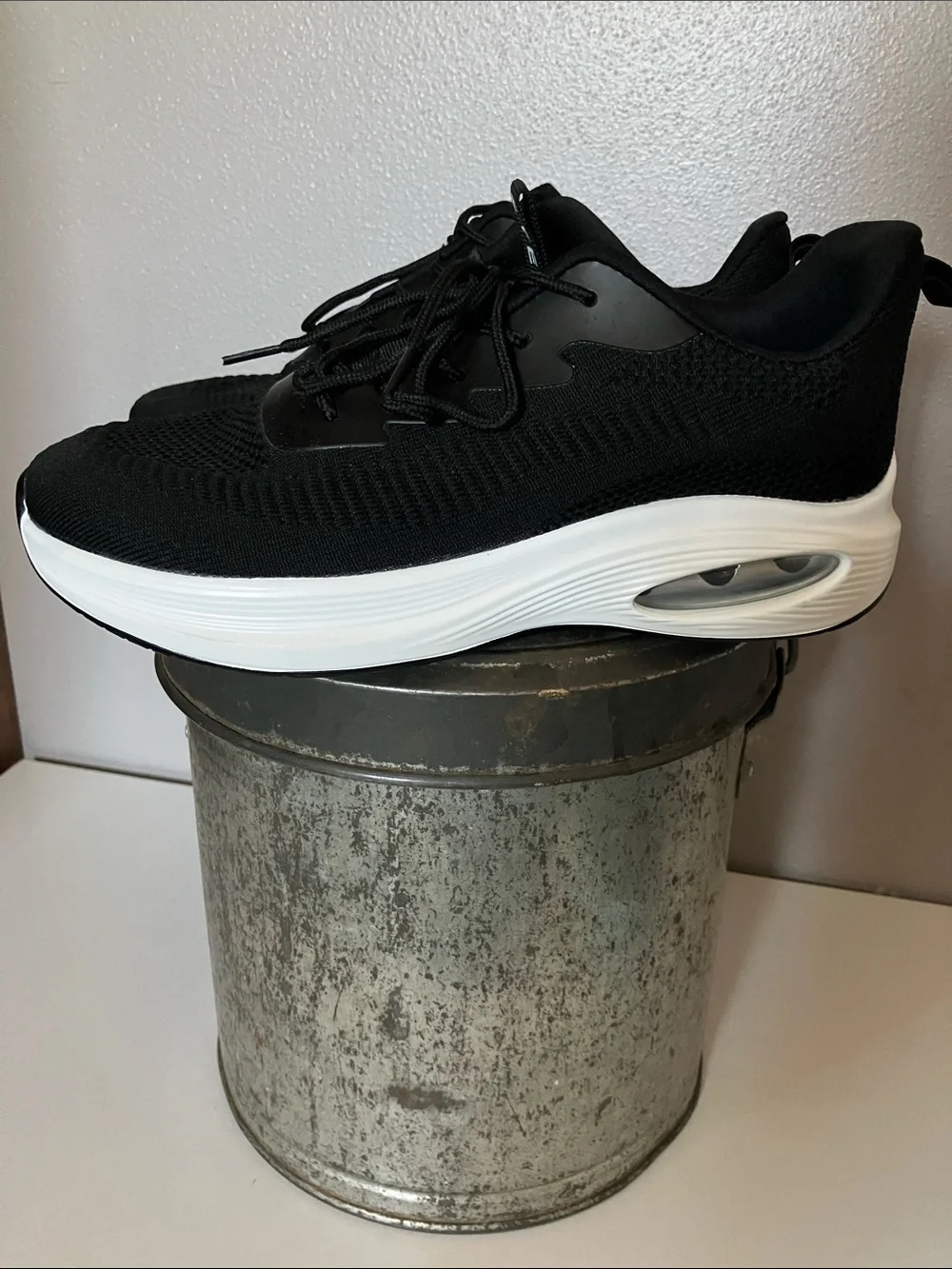 Black Women's Athletic Running Shoes with Cushioned White Sole
